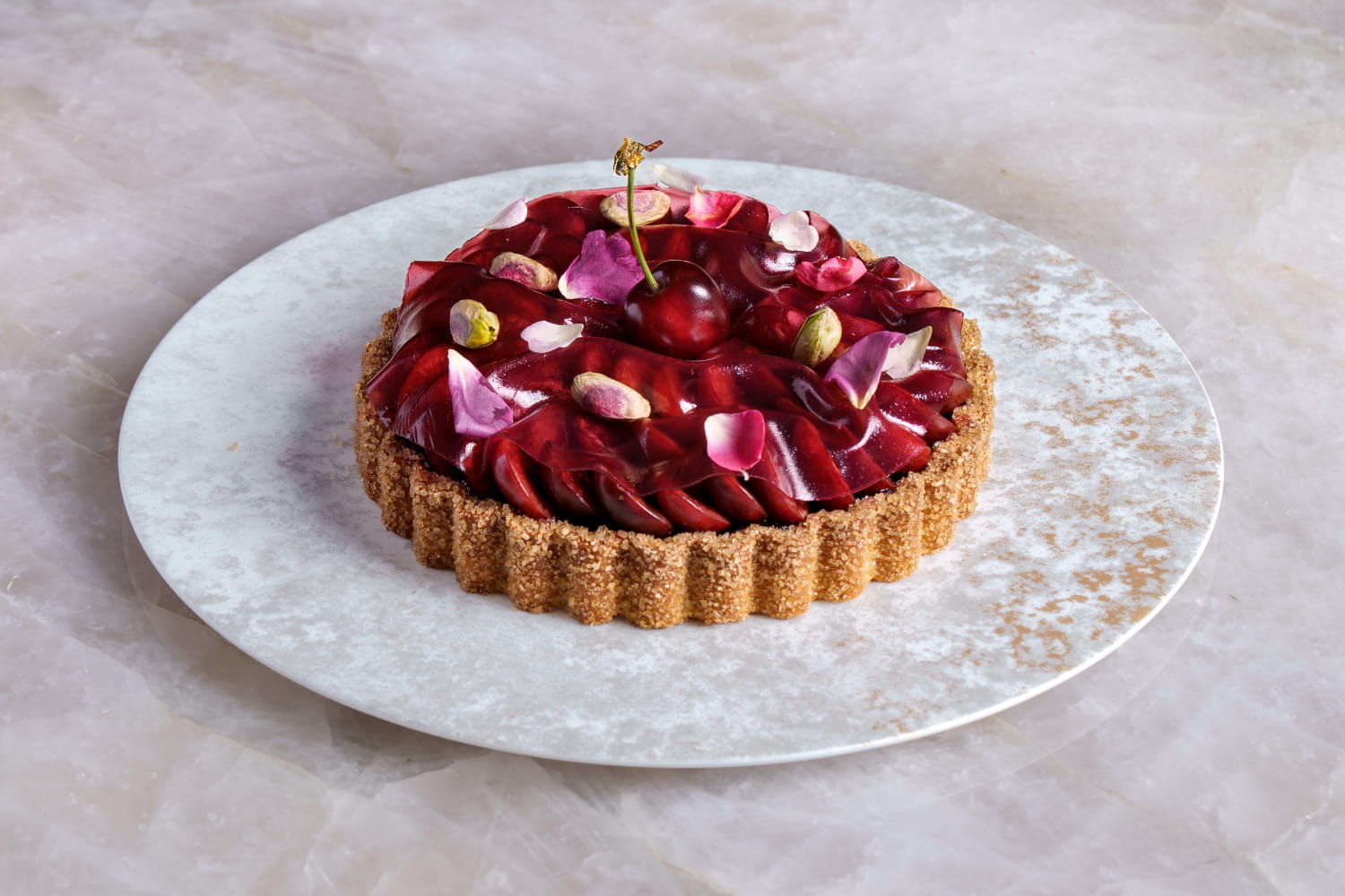 Black cherry and pistachio tart – serves 4