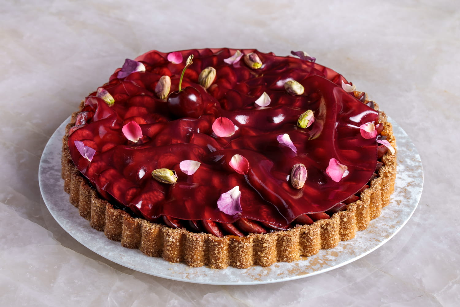 Black cherry and pistachio tart – serves 6