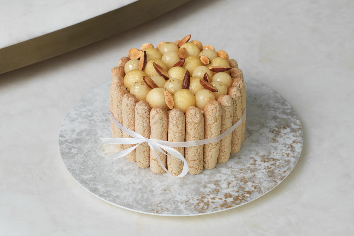 Roasted vanilla and pear charlotte